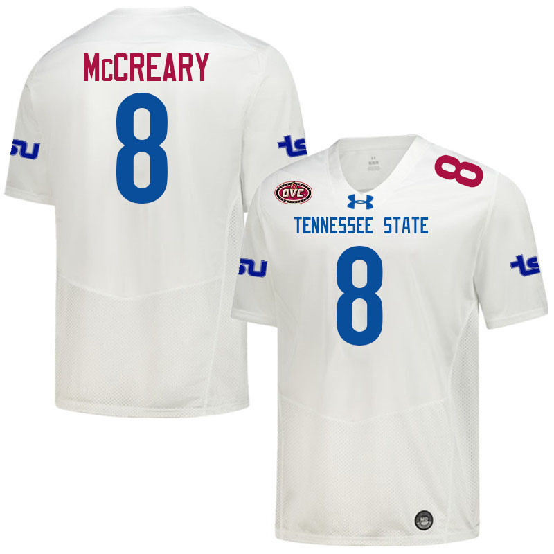 Tennessee State Tigers #8 Caleb McCreary College Football Jerseys,Uniforms-White